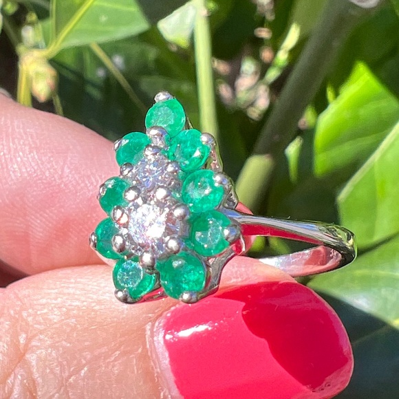 VINTAGE 14K DESIGNER PEAR EMERALD DIAMOND RING ENGAGEMENT PROMISE ANNIVERSARY - Picture 13 of 16